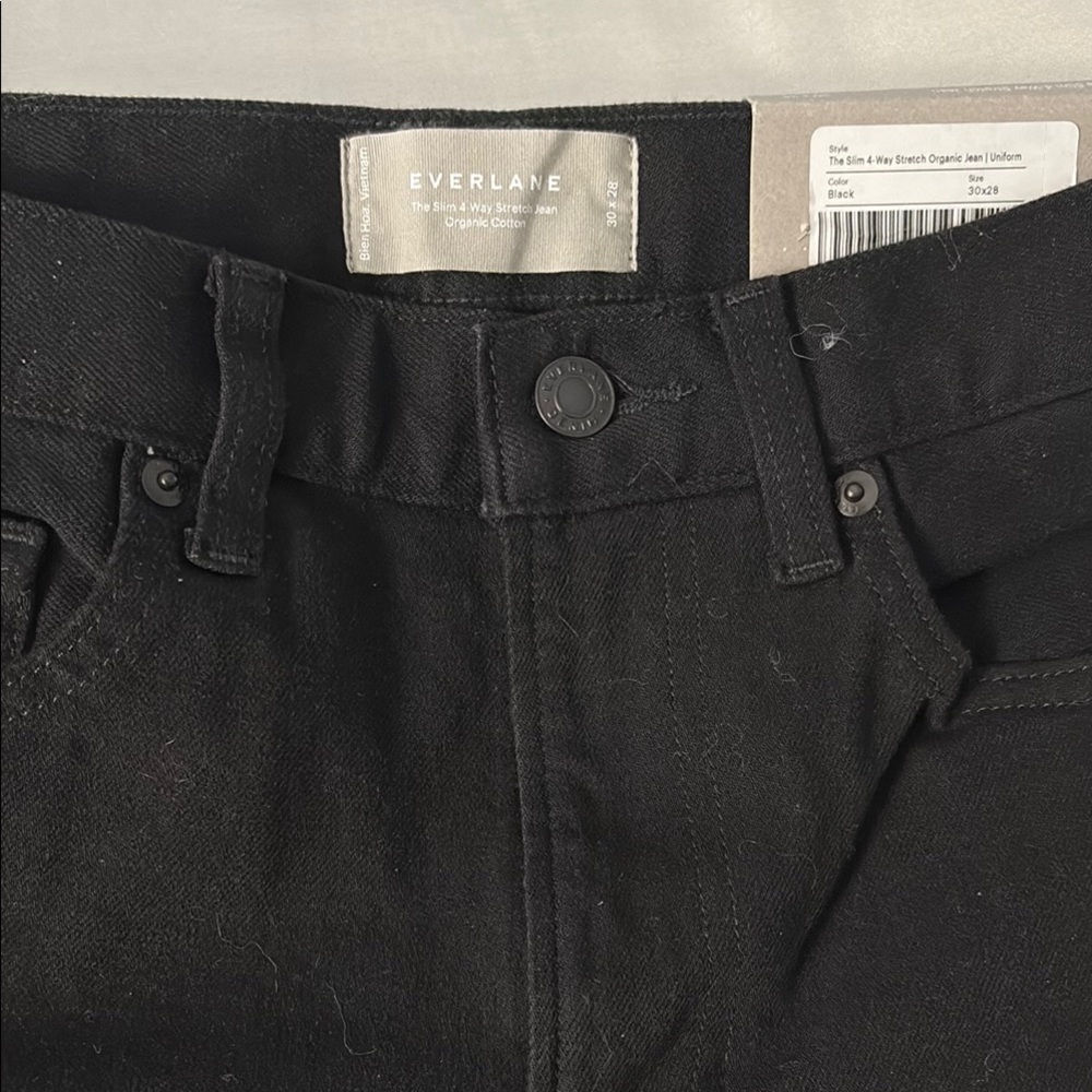Everlane Slim Straight Black Jeans Classic Style